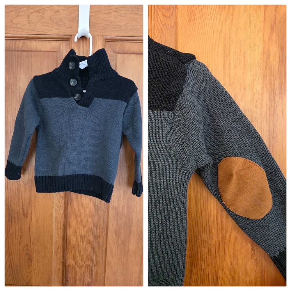Gioberti Knitted Pullover Sweater Black and Gray with Elbow Patches 3T